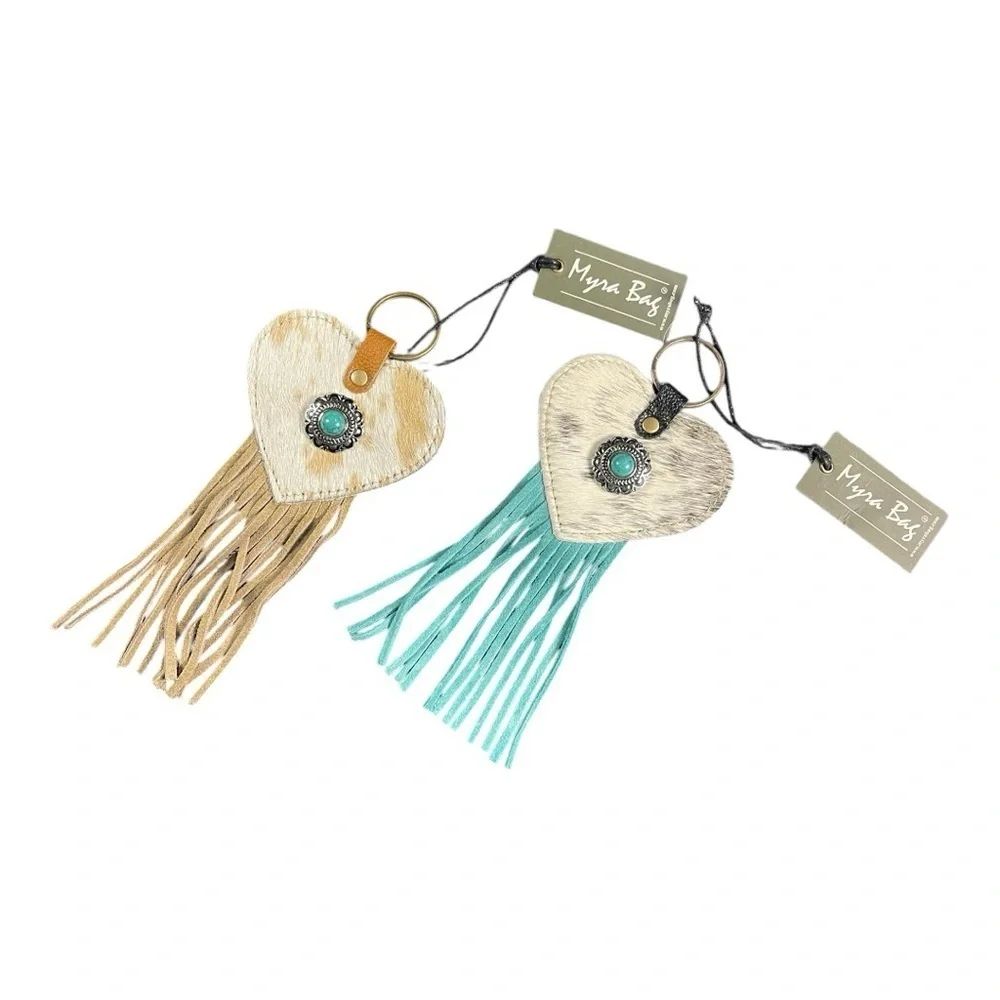 Myra Bag Heart Keychain with Fringe - Set of 2